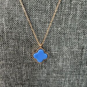 Park Lane Blue Clover Pendant Necklace Rose Gold Tone NWT